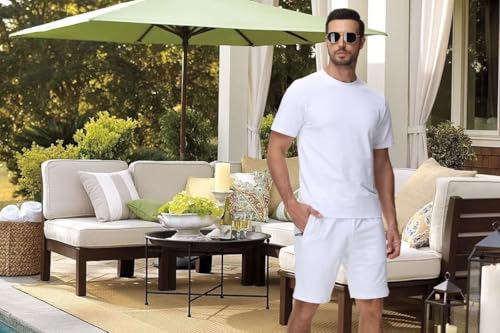 QPNGRP Men's Outfits Zipper Pocket Shorts and T-Shirt 2 Piece Set Sweatsuit3