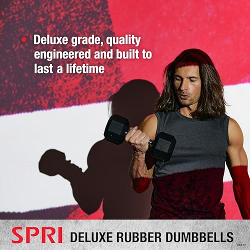 SPRI Deluxe Rubber Dumbbells (5-Pound) (Sold as set of 2)