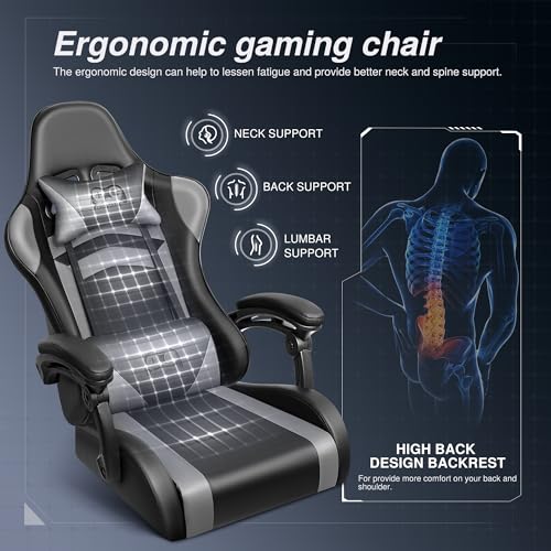 OneGame-Ergonomic-Gaming-Chair-High-Back-Computer-Gamer-Chair-Height-Adjustable-Game-Chair-with-Adjustable-backrest-Racing-Style-Gaming-Office-Chair-with-Headrest-and-Lumbar-Support-Blackgray OneGame Ergonomic Gaming Chair High Back Computer Gamer Chair Height Adjustable Game Chair with Adjustable backrest Racing Style Gaming Office Chair with Headrest and Lumbar Support Blackgray