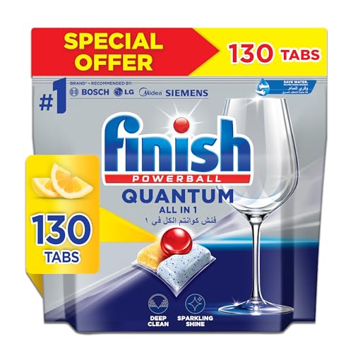 Finish Powerball Quantum Dishwasher Detergent Lemon Sparkle Scent 130 Tabs