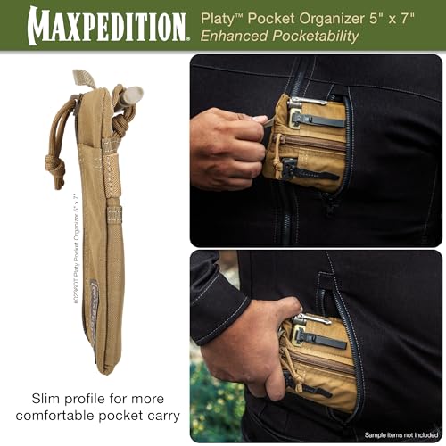Image of MAXPEDITION Platy Pocket Organizer, Durable EDC Tool Pouch for Men, Neck Wallet with Paracord Lanyard, Holds Flashlight, Multitool, Pen, Notebook