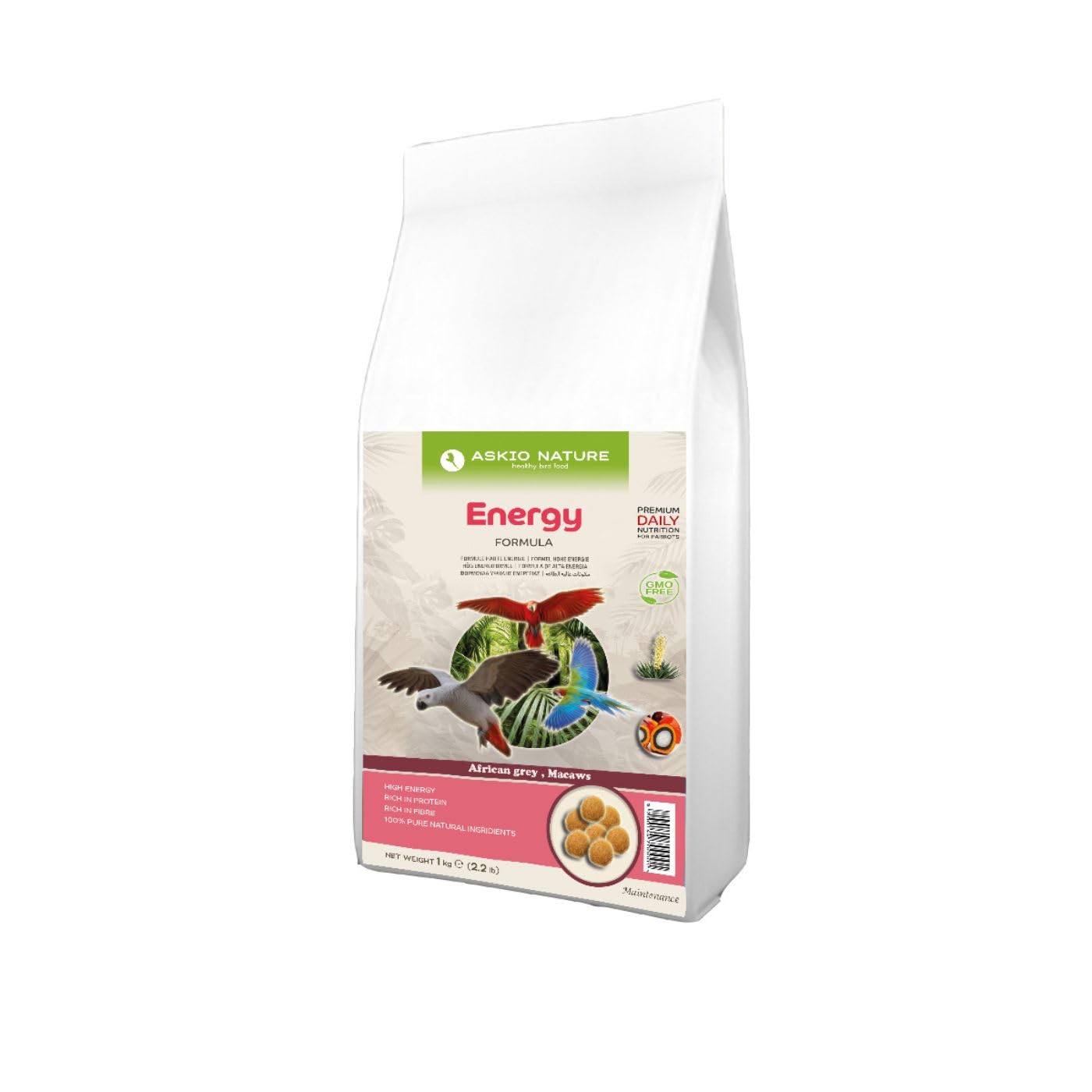 Parrot Essentials African Grey & Macaw Parrot Food Species Specific - Energy by Askio Nature - 3Kg