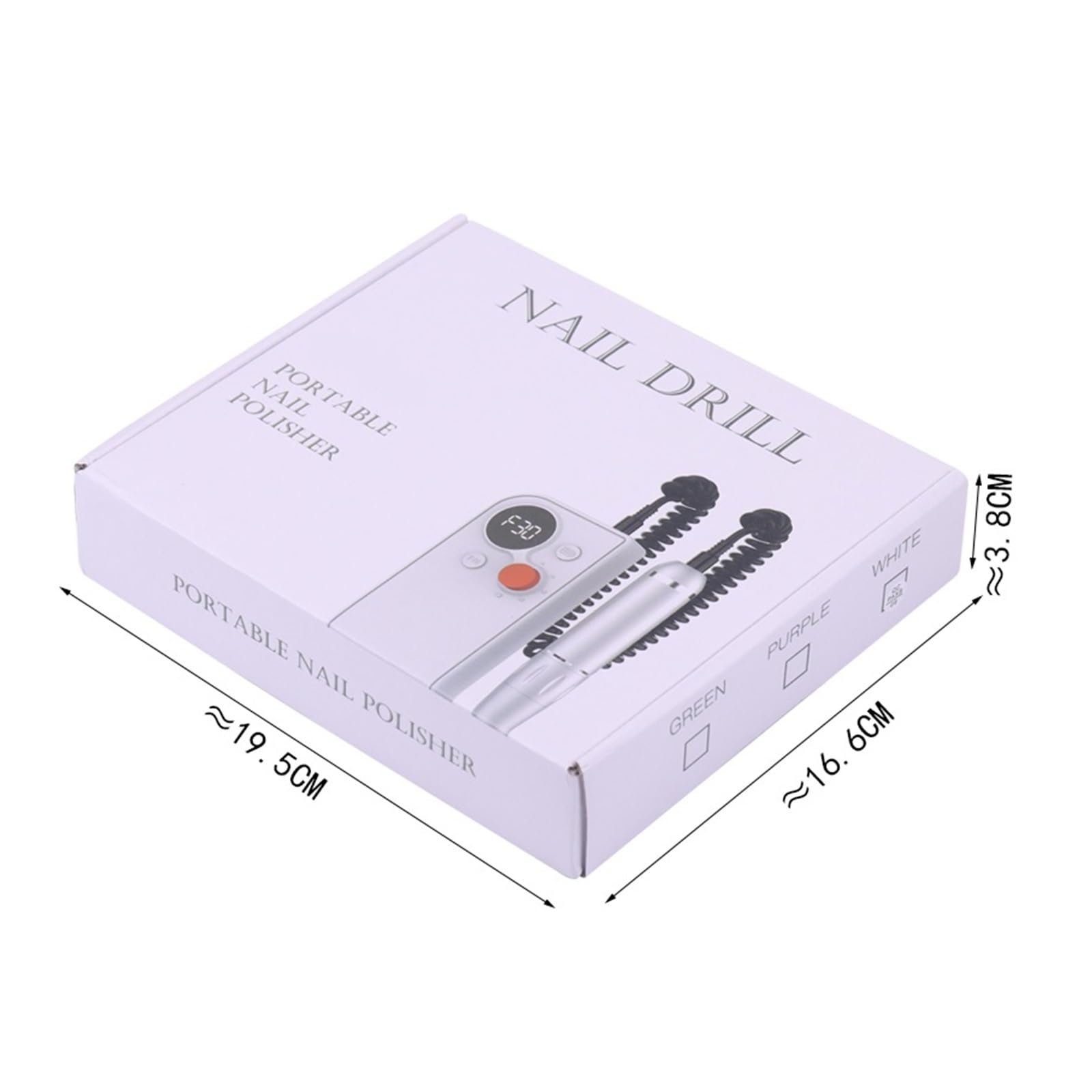Nagelfräser, Tragbares Akku-Bohrset, elektrische Nagelbohrmaschine mit 30.000 U/min und LCD-Display, professionelle Maniküre-Maschine, Nagelkunstwerkzeuge(Green)