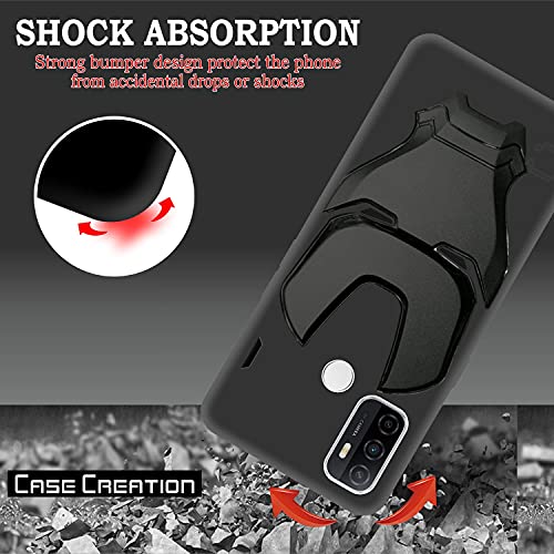 Image of COVERLY Official 3D Smooth Feel Avengers Logo Mask Soft Rugged Grip TPU Silicone Iron Man Engraved Cartoon Movie Engraved Silicone Rubber Matte Strong Back Cover for Oppo A33 (2020) -HD Black Avenger