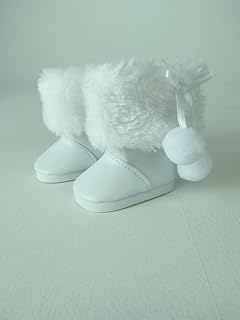 American Fashion World White Boots with Removable Faux Fur for 18-Inch Dolls | Premium Quality & Trendy Design | Dolls Shoes | Shoe Fashion for Dolls for Popular Brands