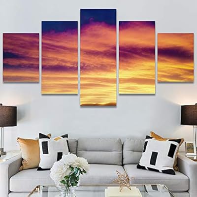 SIGNWIN 5 Panel Canvas Wall Art Sunset in...