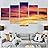 SIGNWIN 5 Panel Canvas Wall Art Sunset in The Mountains for Home Decorations Ready to Hang - 60"x32"x5 Panels