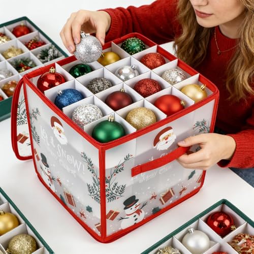 Boîte à décorations de Noël étui fermeture éclair avec séparateurs de boules