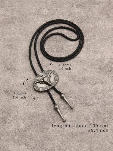 Image of GelConnie Longhorn Bull Bolo Tie for Men Native American Western Cowboy Leather Necktie Bolo Necklace for Women Gold Texas