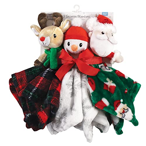 Image of Hudson Baby Unisex Baby Animal Face Security Blanket, White Snowman, One Size (Pack of 2)