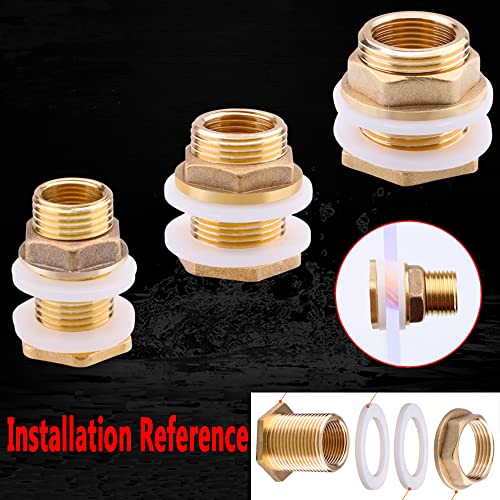 Water Tank Connector, Brass Bulkhead Fitting Adapter Pipe Thread Garden Water Hose Connectors for Rain Barrel Aquarium - Image 3