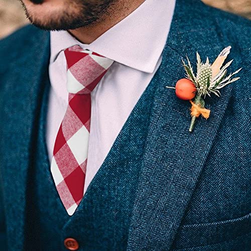 Image of Mantieqingway Mens Skinny Ties,2.56 inch Cotton Neckties Striped Plaid Ties for Groom Groomsmen Wedding Party Christmas