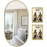 EMI HOME Gold Oval Mirror with Two Picture Frames, 17.9x31.5 Inch Oval Gold Bathroom Mirror, Oval Va