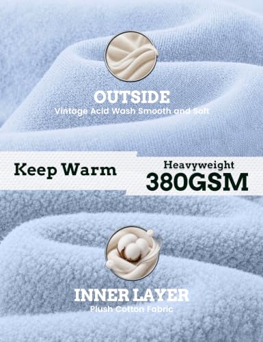 Image of FAIABLE Womens Oversized Acid Wash Hoodie Unisex Heavyweight Fleece Cotton Hoodies Vintage Washed Sweatshirt for Women