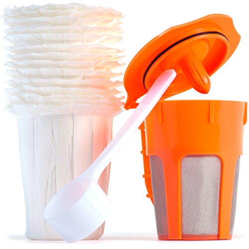 Reusable K Carafe Bundle w/ Optional Use Filters & Coffee Scoop by Nature's Kitchen (Refillable K Cup compatible with Keurig 2.0, K200, K300, K400, K500)