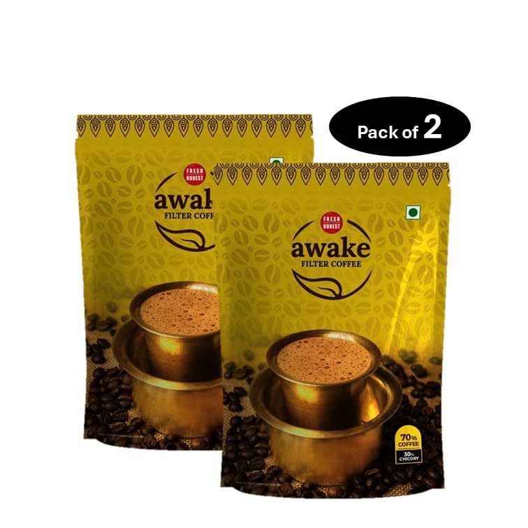 Image of FRESH & HONEST Awake Filter Coffee Powder | Blend of Coffee 70% Chicory 30%| South Indian Filter Coffee | 200g Pack | Pack of 4