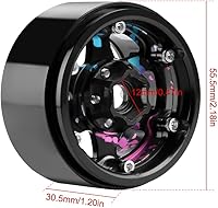 Vista 2 de GLOBACT Ruedas de aluminio 1.9 Beadlock Splash Anodizing Offset -0.413 in RC Wheel Hub para AXIAL SCX10 TRX4 TRX6 REDCAT GEN7 GEN8 RC4WD D90 Gmade