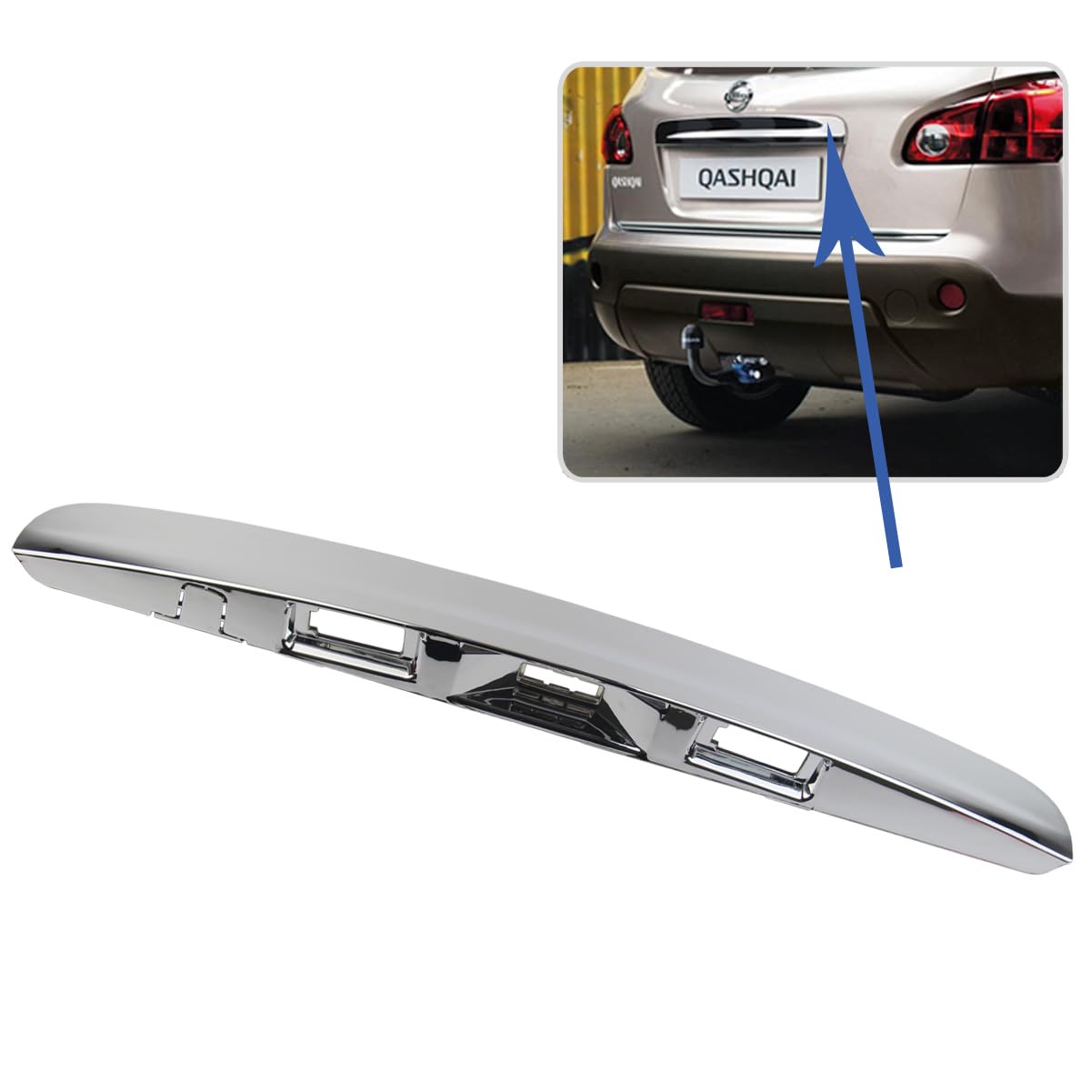STARKIT PERFORMANCE Aussengriff Chrom Kofferraumleiste Heckklappe komplett für Qashqai 2007-2013 mit und ohne Rückfahrkamera