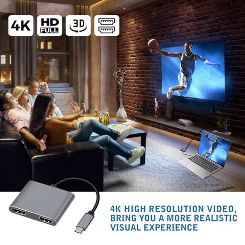 Image of SANCY 2-in-1 USB-C Hub with Dual HDMI - Type-C to Dual HDMI Adapter for Dual Display | Compatible with MacBook, Windows Laptop, and More