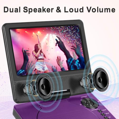 Image of HOPYOP 9 inch Portable DVD Player for Car & Kids with 7 inch Swivel Screen, Purple