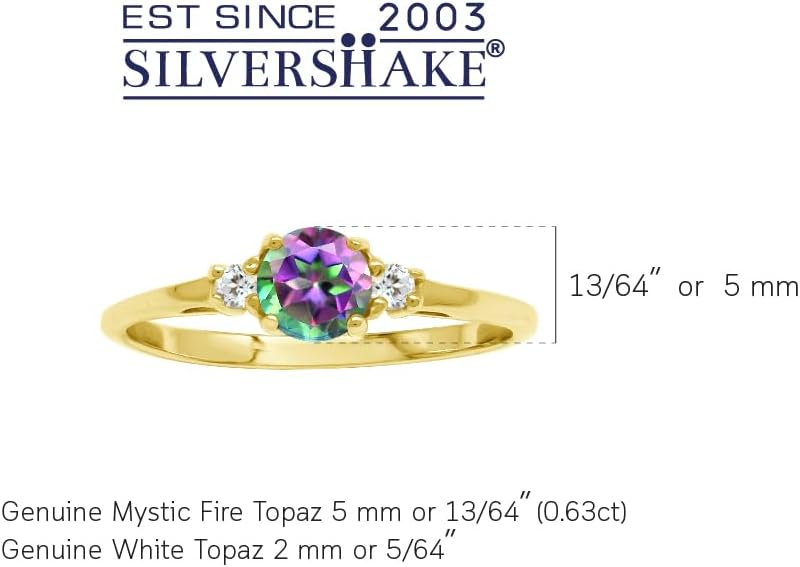 Silvershake Petite Design Round Shape Gemstone Birthstone White Gold Plated or Yellow Gold Plated 925 Sterling Silver Solitaire Promise or Engagement Ring Jewelry for Women - Image 3