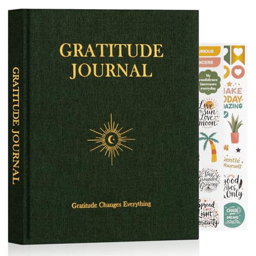 Lanpn Diario de Gratitud Y Manifestación para Hombre Mujer, Journal 5 Minutos las Gratitudes con Afirmaciones, Cuaderno de Agradecimiento Guiado, 4 Meses Personal Growth Reflexión, Inglés, Verde