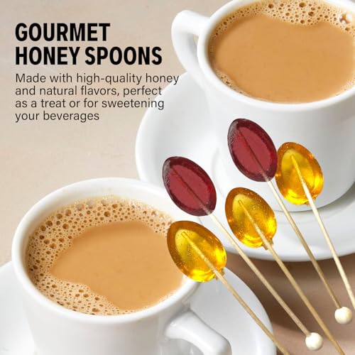 Melville Candy All Natural Honey Spoon Gift Set – Spoons & Lollipops on Wooden Ball Sticks – Gluten-Free, Made in USA Stirrers for Tea, Coffee, & Hot Beverages - Individually Wrapped - Image 7