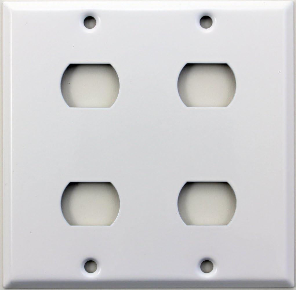 Stamped Steel Smooth White 2 Gang Switch Plate - 4 Despard Openings