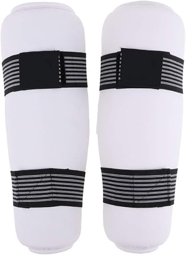 DYNWAVE Espinillera profesional de artes marciales para artes marciales, karate, universal para hombres, mujeres y jóvenes, color blanco