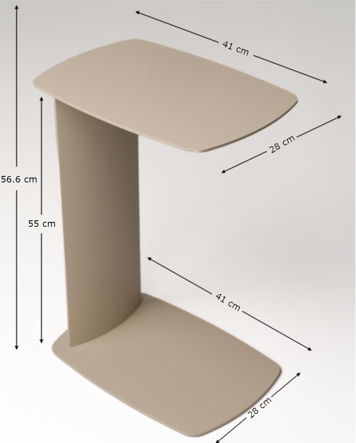 Beistelltisch Metall C-Form, pulverbeschichtet & wetterfest – Sofa Couch Tisch für Wohnzimmer, Balkon & Terrasse – Standby (Champagne Beige)