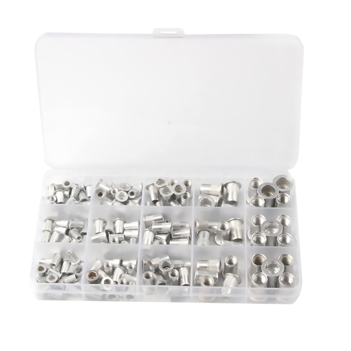 150pcs tuercas de remache de aluminio y acero inoxidable