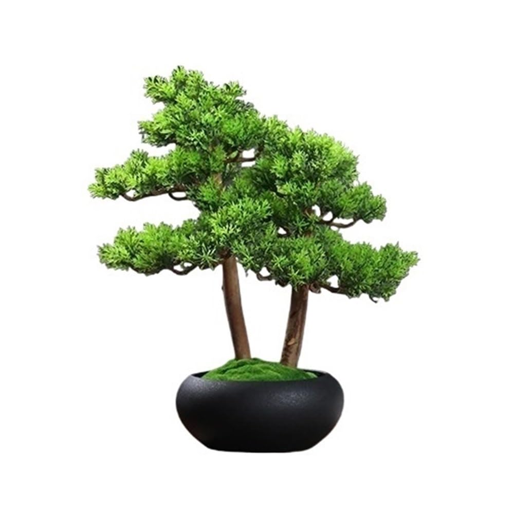 HCZKIUJY Bonsai Simulated Welcoming Pine Bonsai Ornaments Artificial Bonsai Desktop Plant Decorations Small Green Plants Plant (Black)