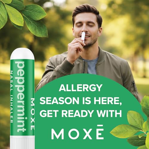 Image of MOXĒ Peppermint Essential Oil Nasal Inhaler Stick, Cooling & Refreshing 3PK | Pure Peppermint Essential Oil for a Cooling Sensory Experience; Headache Support, No-Mess Portable Aromatherapy