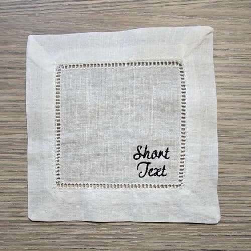 Servilletas de tela personnalisadas bordadas blancas 6x6 pulg pack 4 miniatura 5