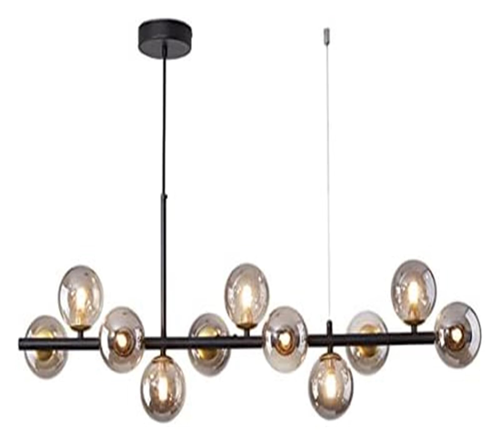 KXEcoLife Chandelier Modern Globe Linear Chandeliers Pendant Lights DNA Molecular Ceiling Hanging Lighting 11-Light Mid Century for Living Room Dining -Smoke Gray(Smoke Gray