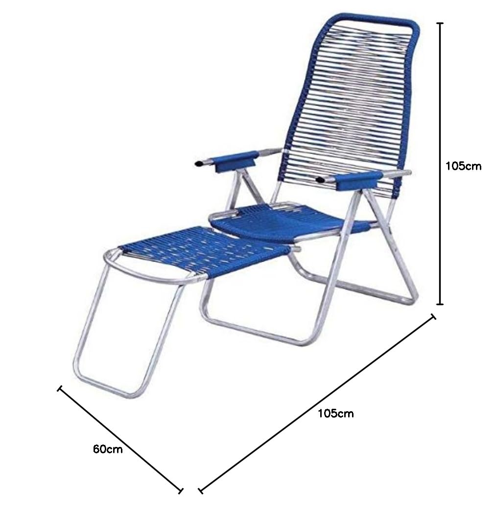 Sedia Poltrona Sdraio MOD cordonata Colore Blu in Metallo Schienale Regolabile