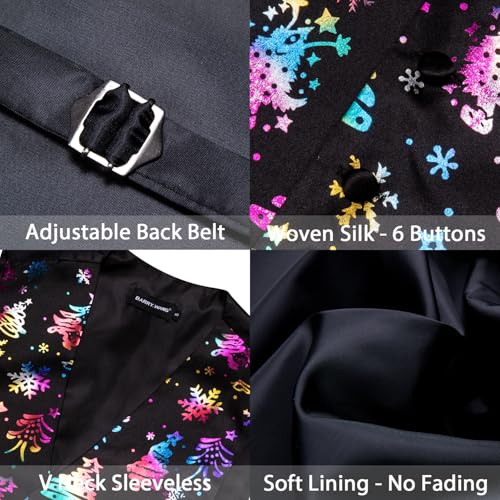 Image of Barry.Wang Mens Red /Green Christmas Suit Vest Holiday Xmas Waistcoat Tie Set Party Tuxedo