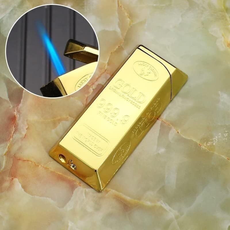 Encendedor metálico forma barra de oro reutilizable miniatura 3