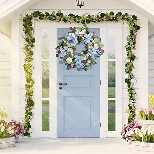 Spring Wreath For Front Door 24 Inch Eucalyptus Wreath, Summer Floral Hydrangea Peony Wreath, Eucalyptus Wreath With Flowers, St Patricks Day Wreath Spring Wreath Green Wreaths Farmhouse #TOP1