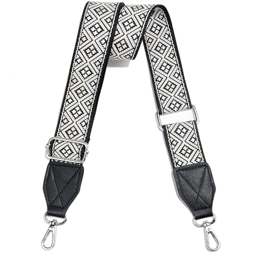 Image of Purse Strap,1.5 inch Leather End Shoulder Strap Adjustable Replacement,Retro Multi-Pattern Crossbody Bag Straps