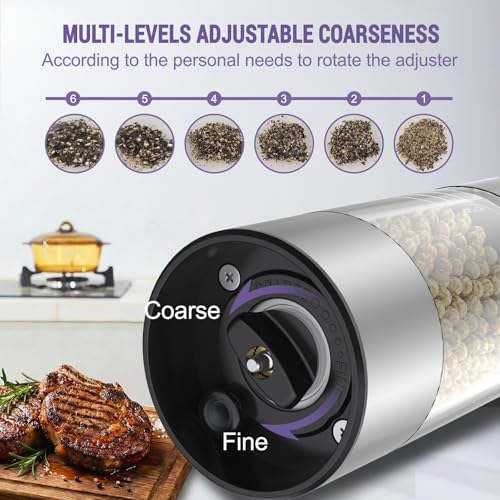 image for GATTLELIC Electric Salt and Pepper Grinder Set, Automatic Pepper Mill 