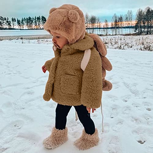 Fleece Warm Coat for Toddler Girls Button Down Long Sleeve Lapel Jackets with Pockets Baby Girls Soft Comfy Outwear4
