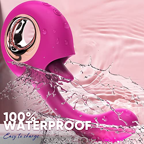 Adult Toys, G Spot Dildo Vibrator, 2 In 1 Tongue Licking & Vibrating Rose Sex Stimulator For Women With 9 Modes, Rechargeable Waterproof Adult Sex Toys For Women And Couples #TOP3