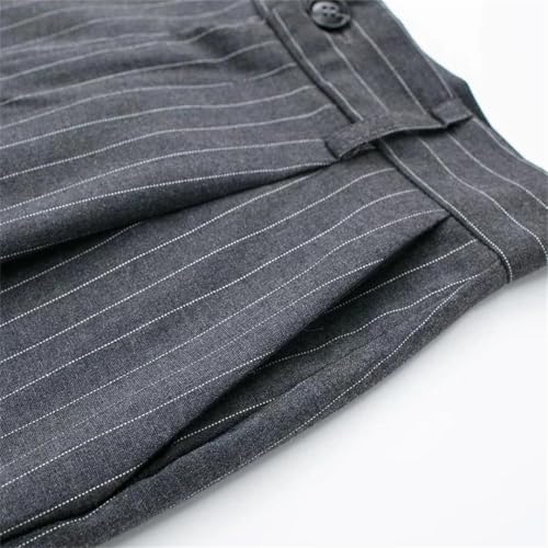 Women's Autumn Striped Straight Pants Elegant Pleated Long Pants3
