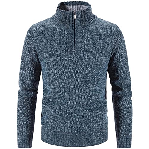 TOBILE Suéter de cuello alto para hombre, suéter de invierno para hombre, forro polar sintético, suéter grueso con media cremallera, cuello alto, cálido, suéter de lana sintética para primavera