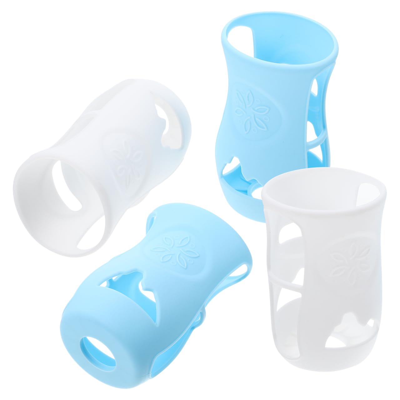 4 fundas anticaídas para biberones, protección de alimentación para botellas de leche, cubierta y antideslizante para beber de forma segura, adecuada para diferentes tamaños de