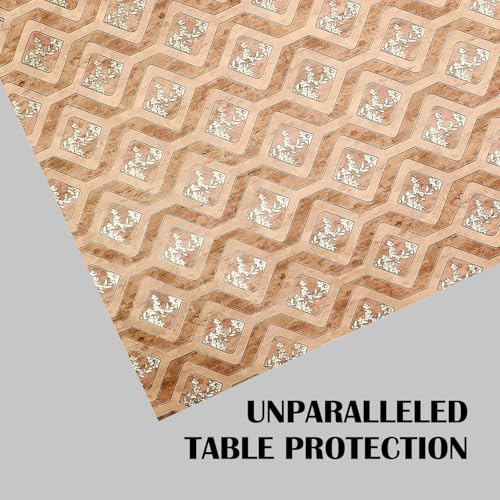 Image of Dakshya Industries PVC Waterproof Withoutlace Dining Table Cover (Size - 54X78 Inch) Rectangle 6 Seater Heat Rasistant, Beige