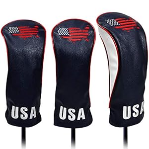 USA Golf Head Covers for Driver & Fairway Woods – Premium Leather Headcovers, Designed to Fit All Woods and Drivers