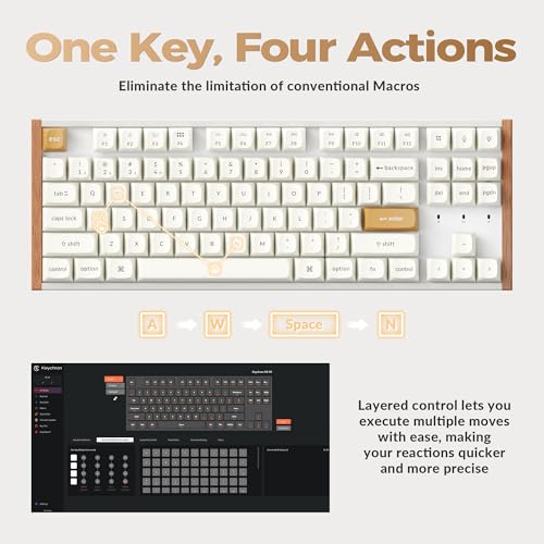 Image of Keychron K8 HE TKL Hall Effect Wireless Keyboard, Magnetic Hot-Swappable Switches, Rapid Trigger, QMK /Launcher Web, RGB, 2.4GHz /Bluetooth 5.2 /Wired, Aluminum & Wood Frame, Mac Windows Linux - White