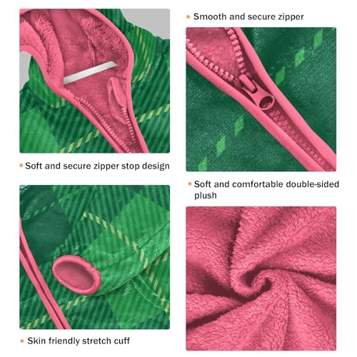 GuoChe Green Twill Weave Plaid Sherpa Jacket3